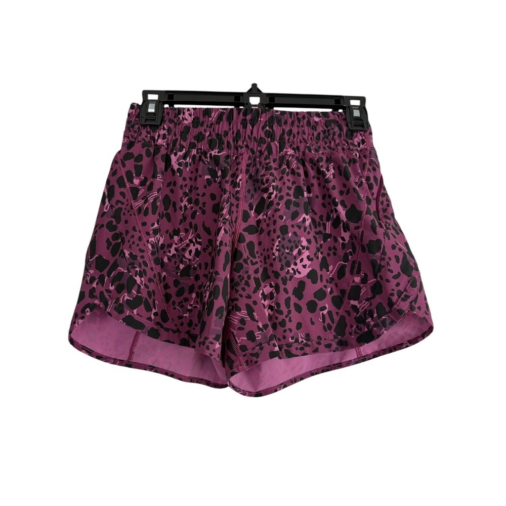 Lululemon Track That MR Running Shorts Size 6 Cheetah Camo‎ Magenta Pink Black